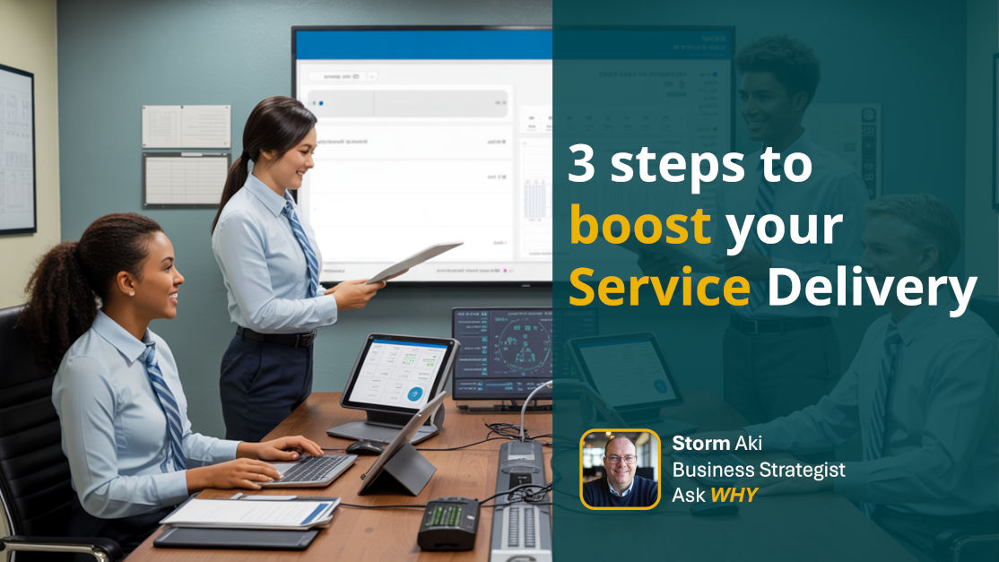 Diverse group of people working on a service delivery management system