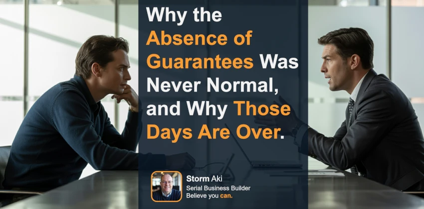 A founder sitting across from a marketing agency, analysing everything they say and do