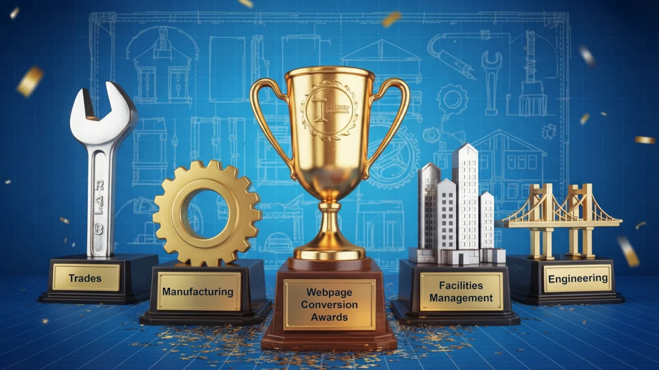 Five industry award trophies including a webpage conversion award recognising high-performing business websites