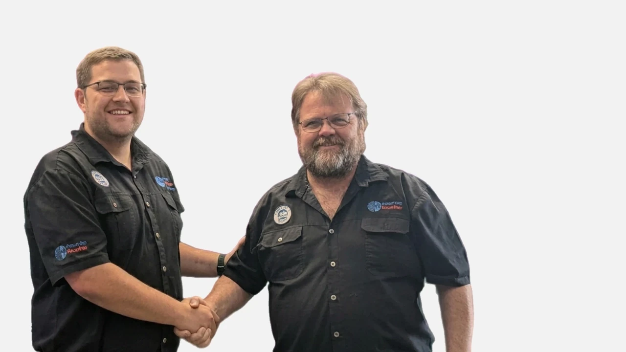 Anton, managing director of About Air Pollution and Dewan Wentzel, fabrications director of About Air Pollution, a Crowded Igloo customer success story